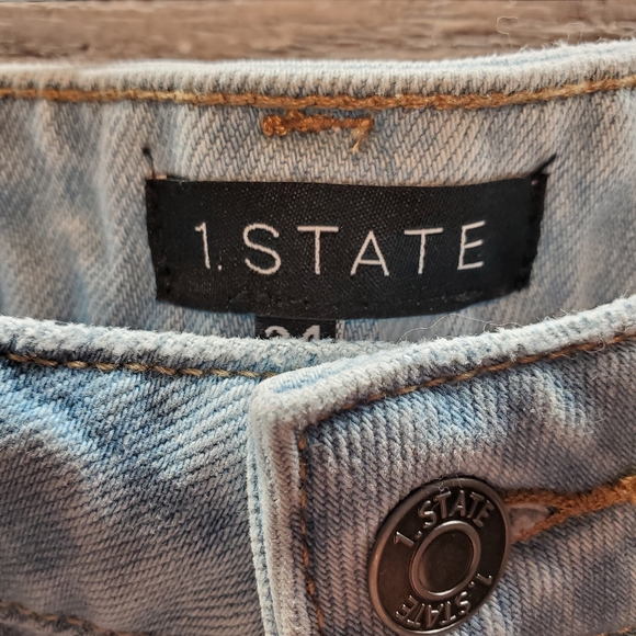 NWT 1. State Essentials Corsica Light Wash Distressed designer Jeans Womens 24 - Picture 4 of 5
